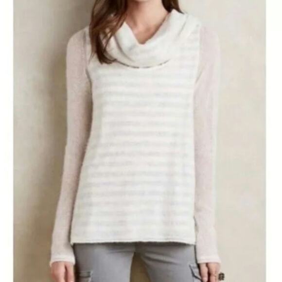 Anthropologie Moth Striped Alpaca Wool Blend Cowl Neck Sweater - Picture 1 of 8